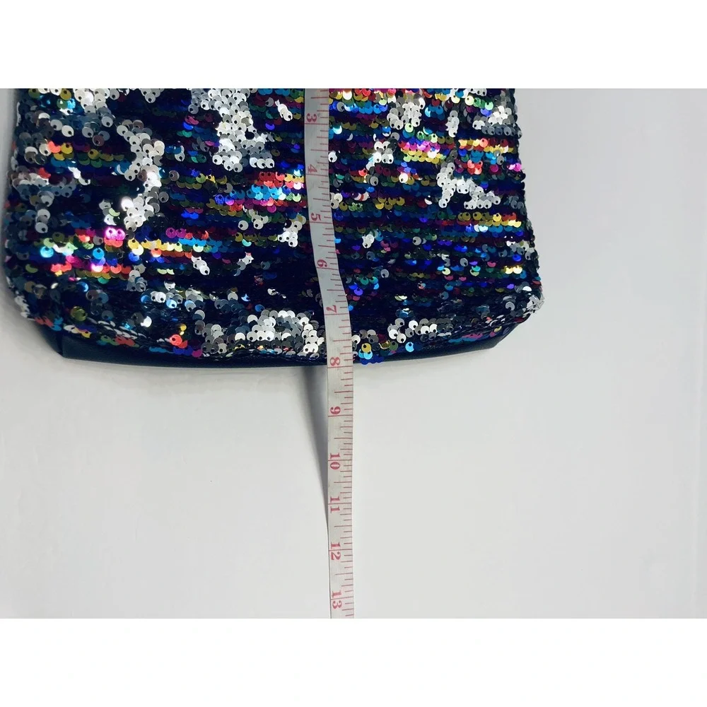 Victoria's‎ Secret Makeup Bag Womens Multi Color Sequin Zip Clutch Pouch Glam